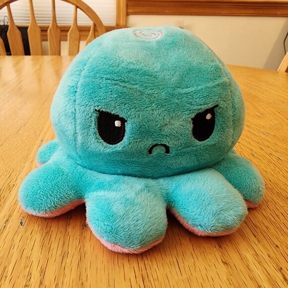 TeeTurtle Aqua/Pink The Original Reversible Octopus Plushie Stuffed Animal Toy - Picture 1 of 11